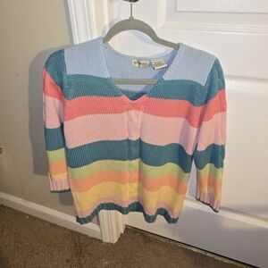 White Stag Multicolor Striped Cardigan